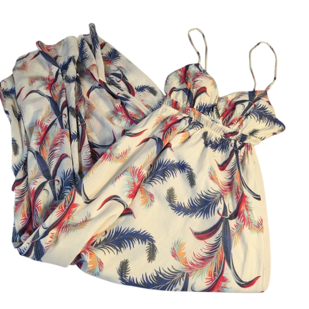 Quicksilver Boho Floral Maxi Dress 100% Cotton Feather Print Floor Lengt… - Picture 10 of 16